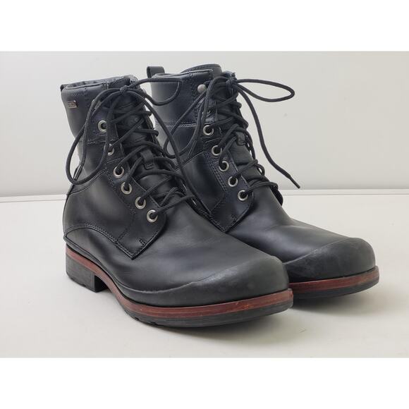 UGG Black Waterproof Leather Combat Boots Round Toe Men's Sz 12 EUC